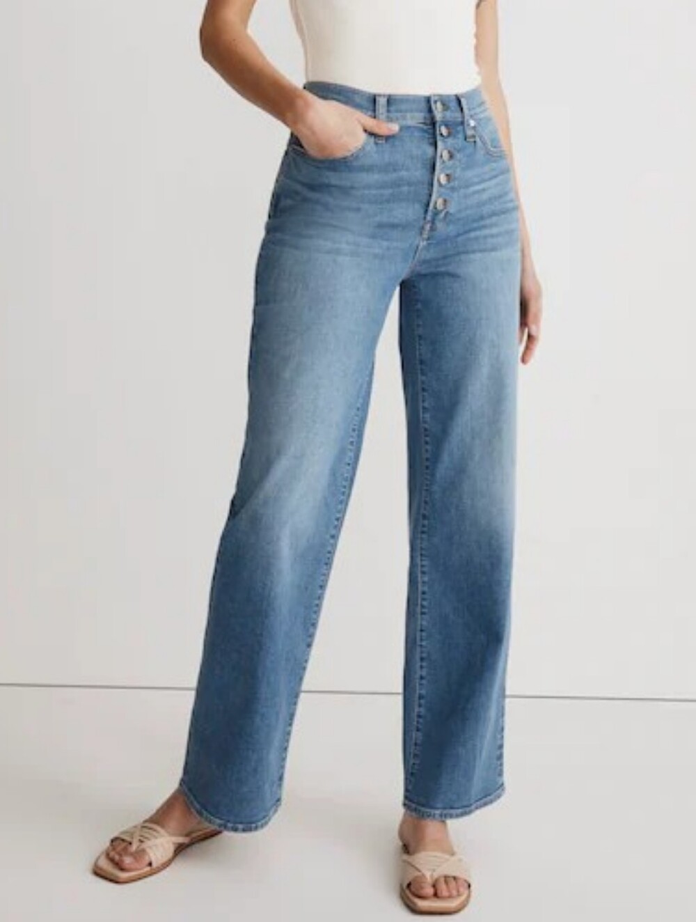 NWT Madewell The Perfect Vintage Wide-Leg Jean Button-Front, Size 28 (C8)